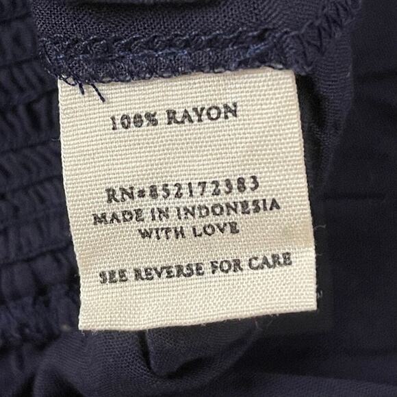 Paneros Stella Top in Olive Ikat - Smocked Bodice - Long Sleeve - Size M - Picture 6 of 7